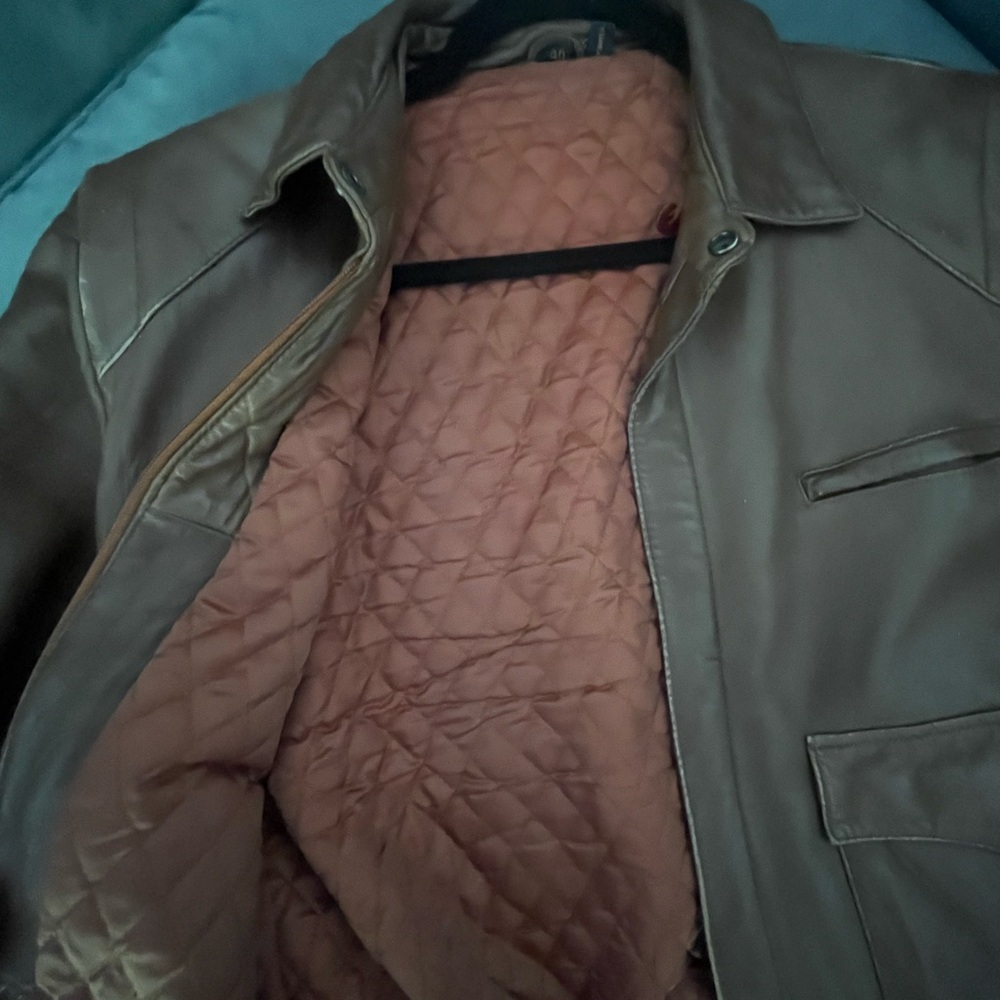Brown Leather Bomber Jacket